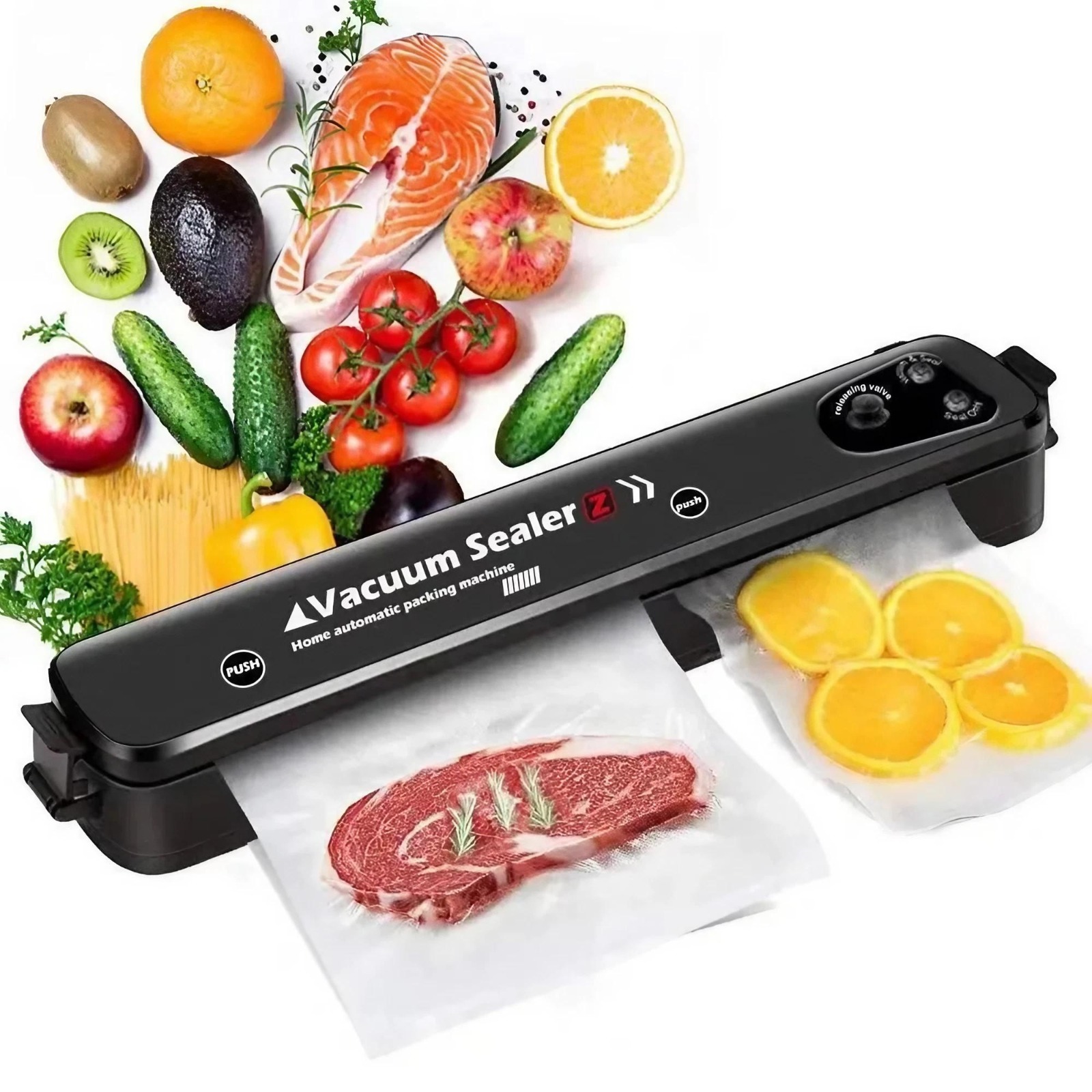 Sous Vide Immersion - เครื่องซีลสุญญากาศอัตโนมัติแบบพกพา พร้อมถุง 15 ใบ อุปกรณ์จัดเก็บในครัวขนาดกะทัดรัด สำหรับการถนอมอาหารแห้ง