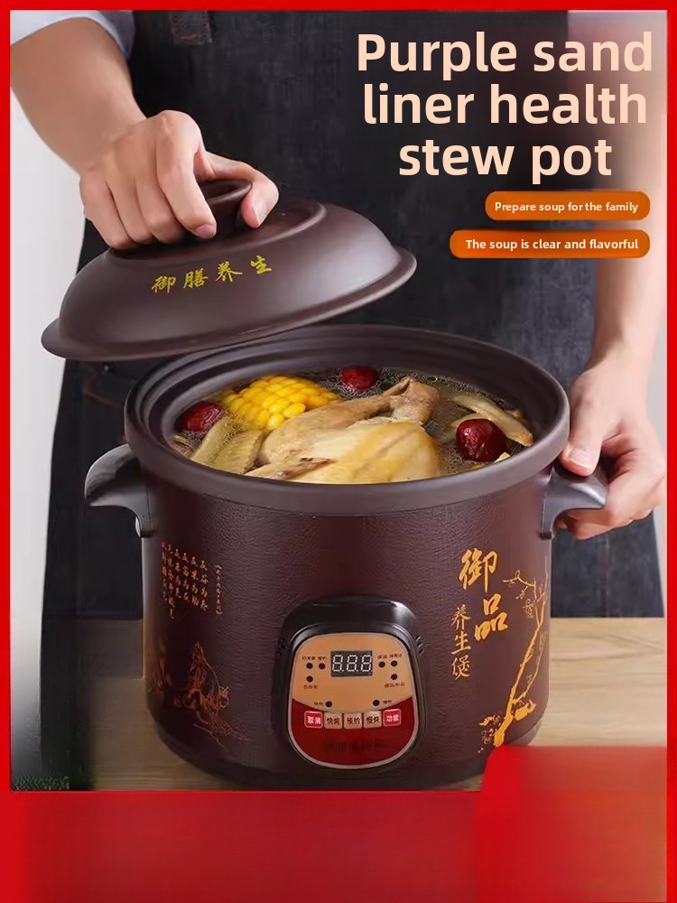 Slow Cooker Ceramic - หม้อหุงช้าไฟฟ้าอัตโนมัติเต็มรูปแบบ ขนาด 2.5-6 ลิตร หม้อเซรามิกสำหรับทำซุป หม้อดินเผาสำหรับใช้ในบ้าน