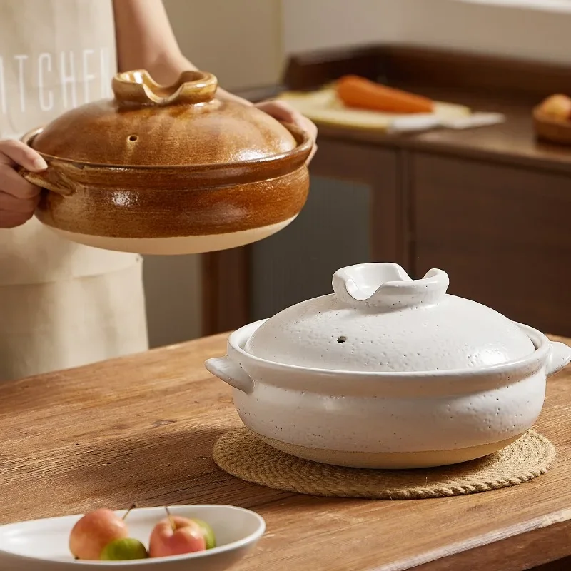 Slow Cooker Ceramic - หม้ออบสไตล์วินเทจ หม้อตุ๋นความร้อนช้าสำหรับทำอาหาร หม้อดินเผาเซรามิกสำหรับทำอาหาร หม้อและกระทะ หม้อตุ๋นทนความร้อนสูง