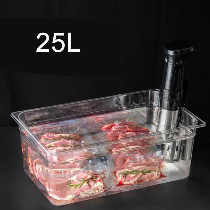 Sous Vide Immersion - ภาชนะสำหรับเครื่องทำอาหารซูวีดขนาด 25 ลิตร พร้อมตัวแบ่งแบบถอดได้ สำหรับเครื่องหมุนเวียนน้ำแบบจุ่ม ภาชนะสำหรับเครื่องทำสเต็ก